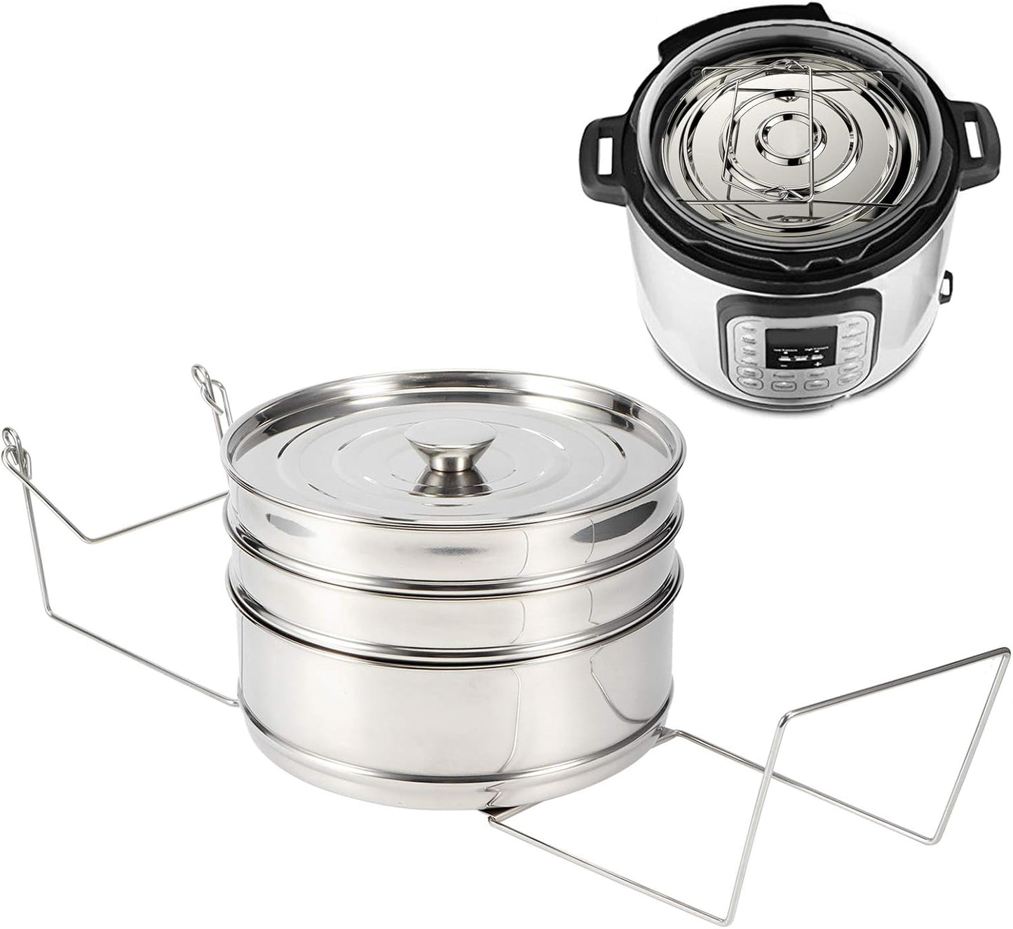 Fdit Stackable Steamers Steamer Insert Pans 3 Tier Stainless Steel Cooker DEMO