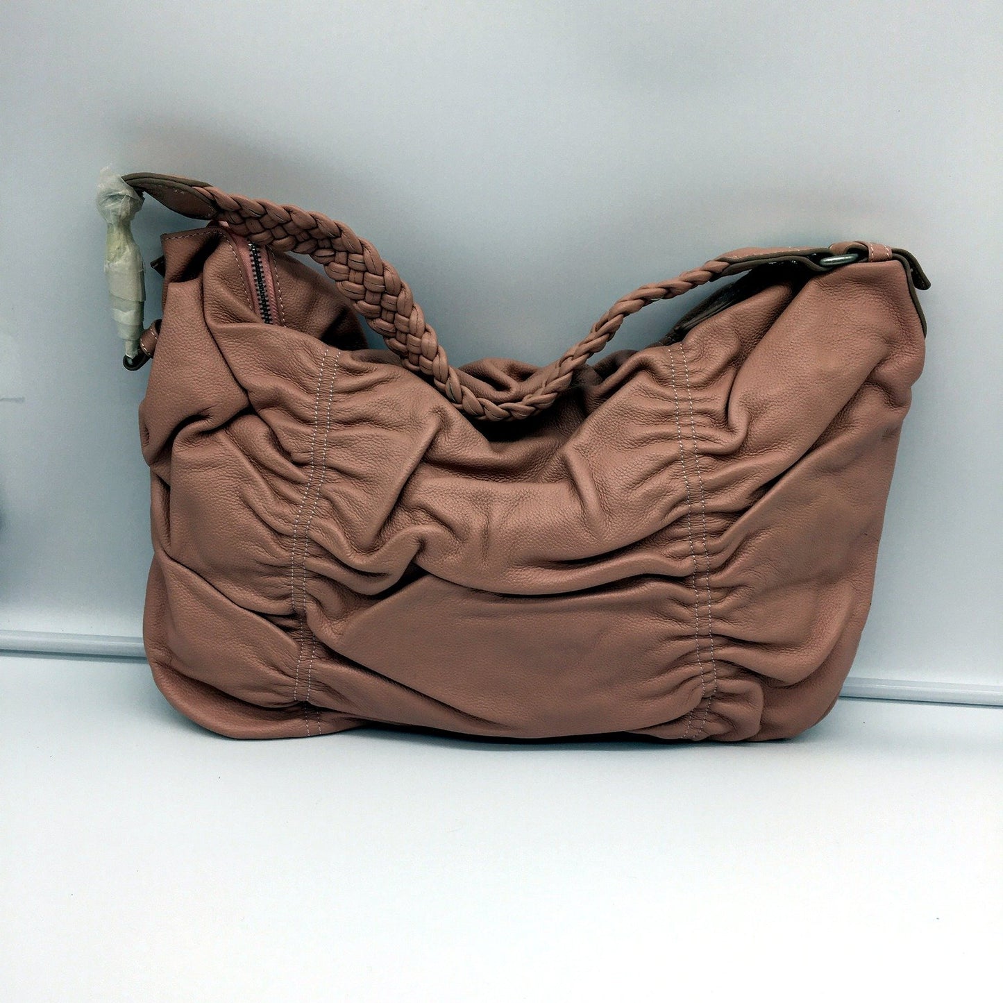 Poppy Green Womens Blush Pink Leather Hobo Handbag Purse NEW