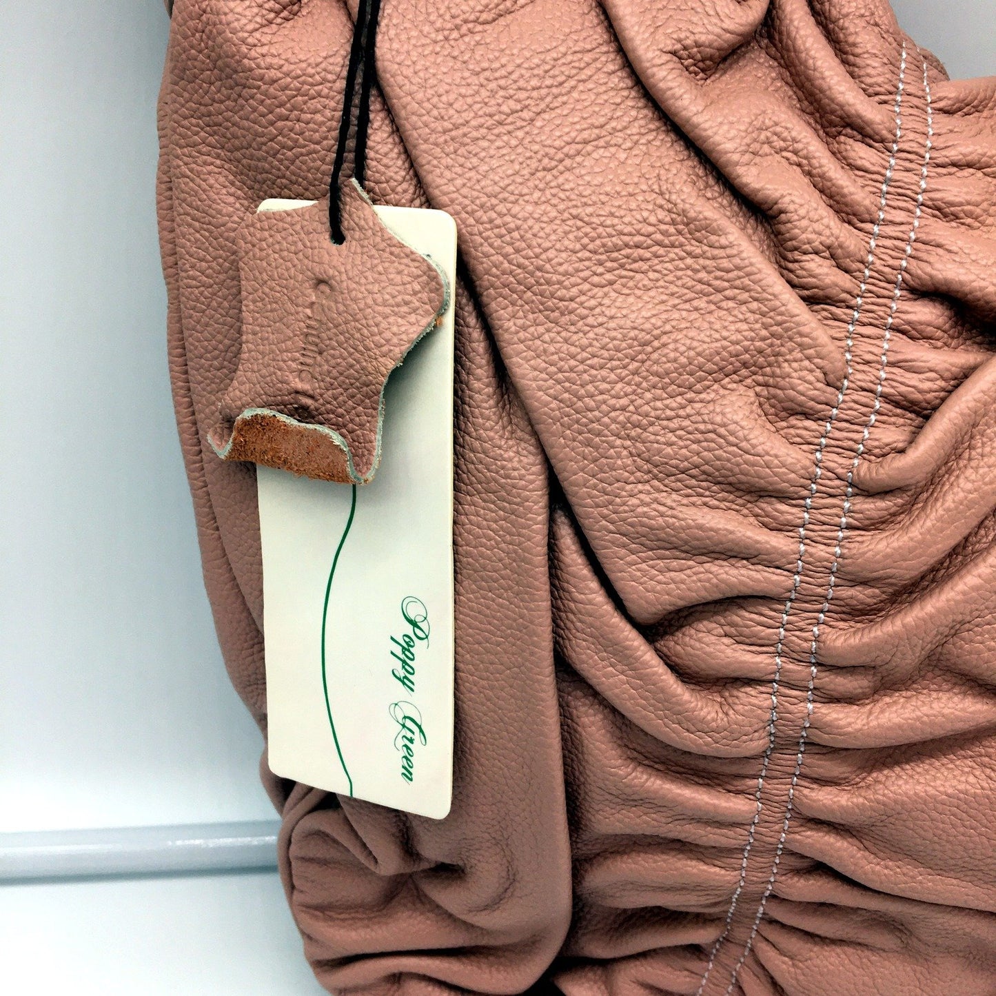 Poppy Green Womens Blush Pink Leather Hobo Handbag Purse NEW
