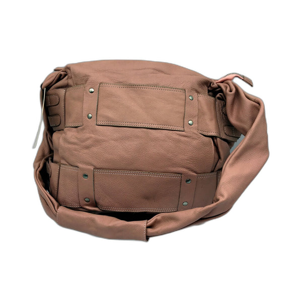 Poppy Green Womens Blush Pink Buckle Feature Leather Shoulder Bag NEW