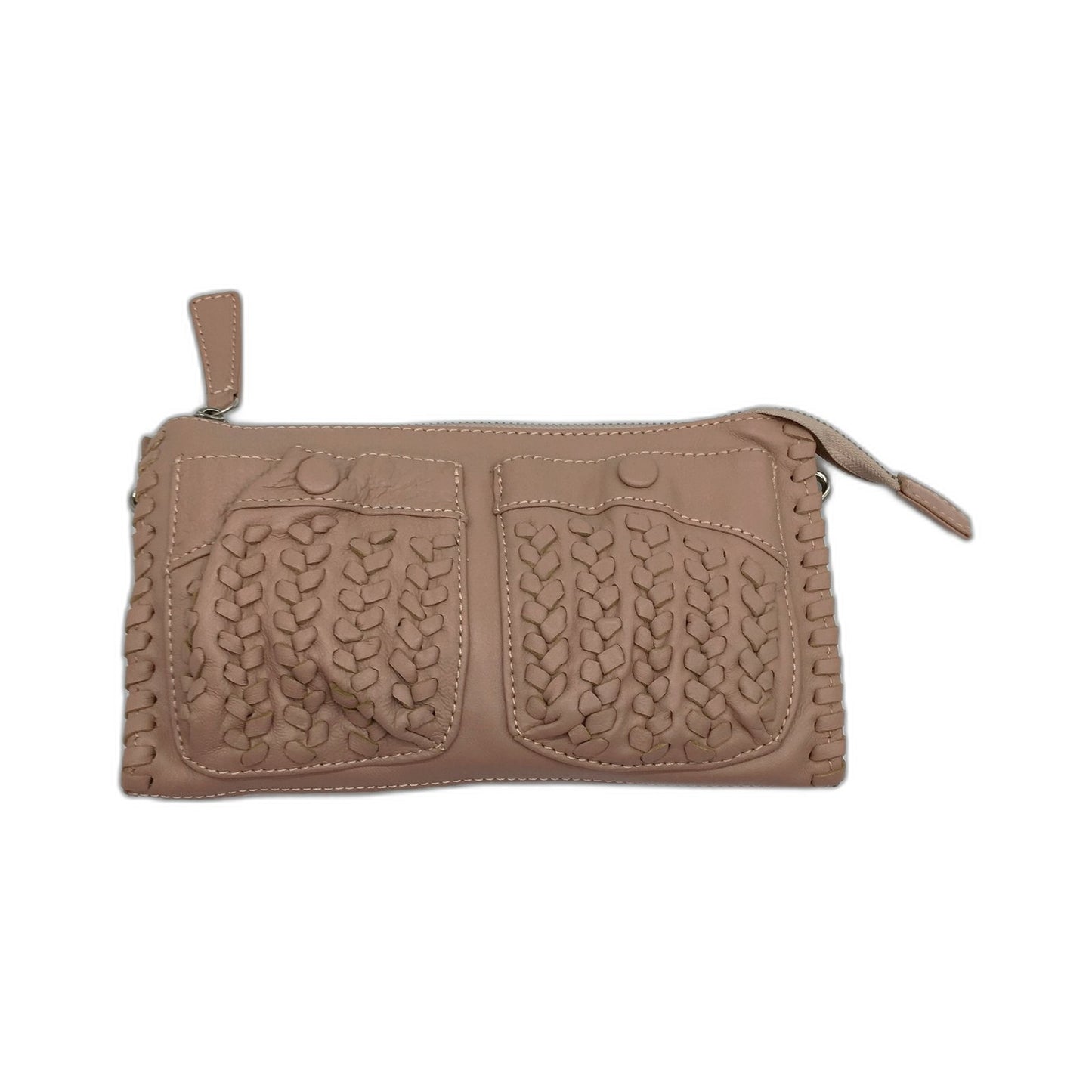Poppy Green Womens Leather Clutch Blush Pink Bag Purse Handbag NEW