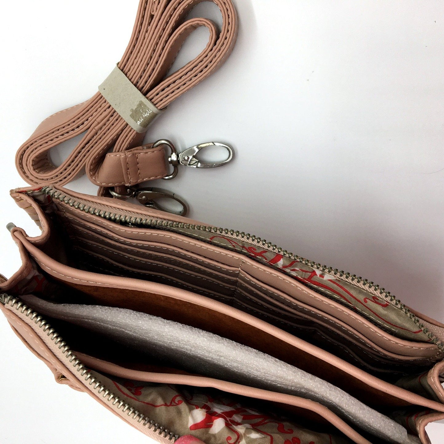 Poppy Green Womens Leather Clutch Blush Pink Bag Purse Handbag NEW