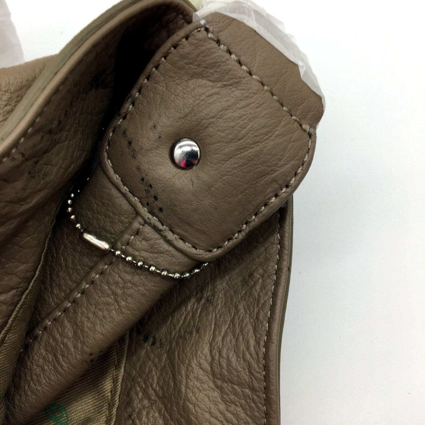 Poppy Green Womens Leather Hobo Handbag Brownish Grey Stylish Versatile NEW