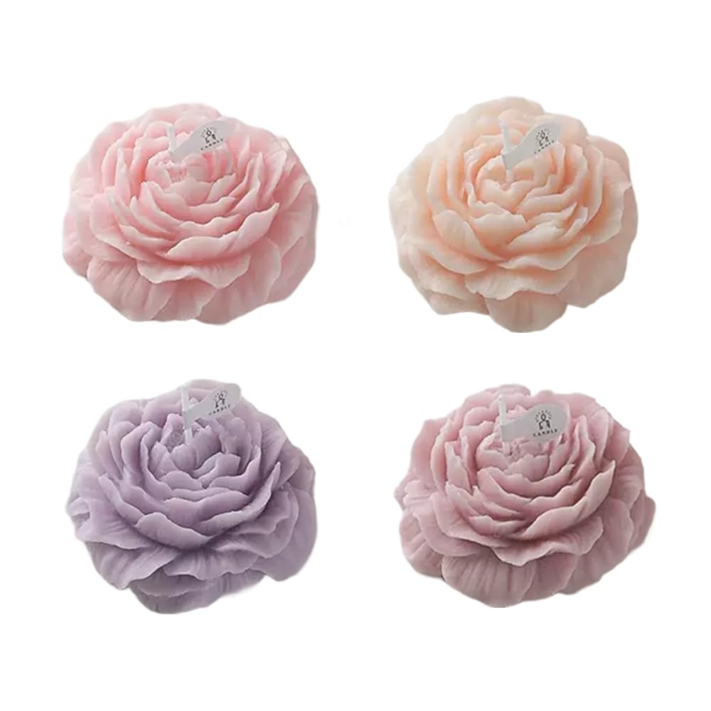 FLTON Pastel Candles Flower-Shaped Aromatic Multicoloured Candle Set, 4 Pack NEW
