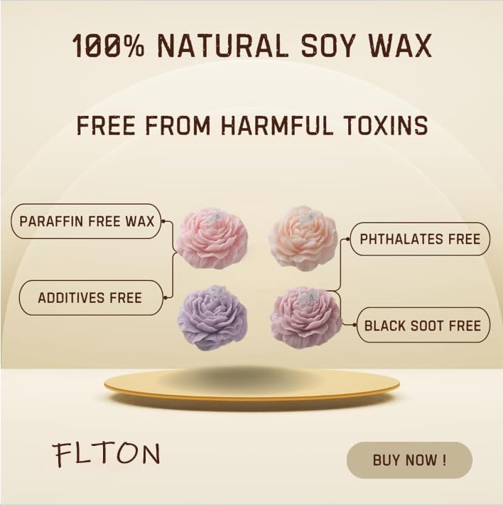 FLTON Pastel Candles Flower-Shaped Aromatic Multicoloured Candle Set, 4 Pack NEW