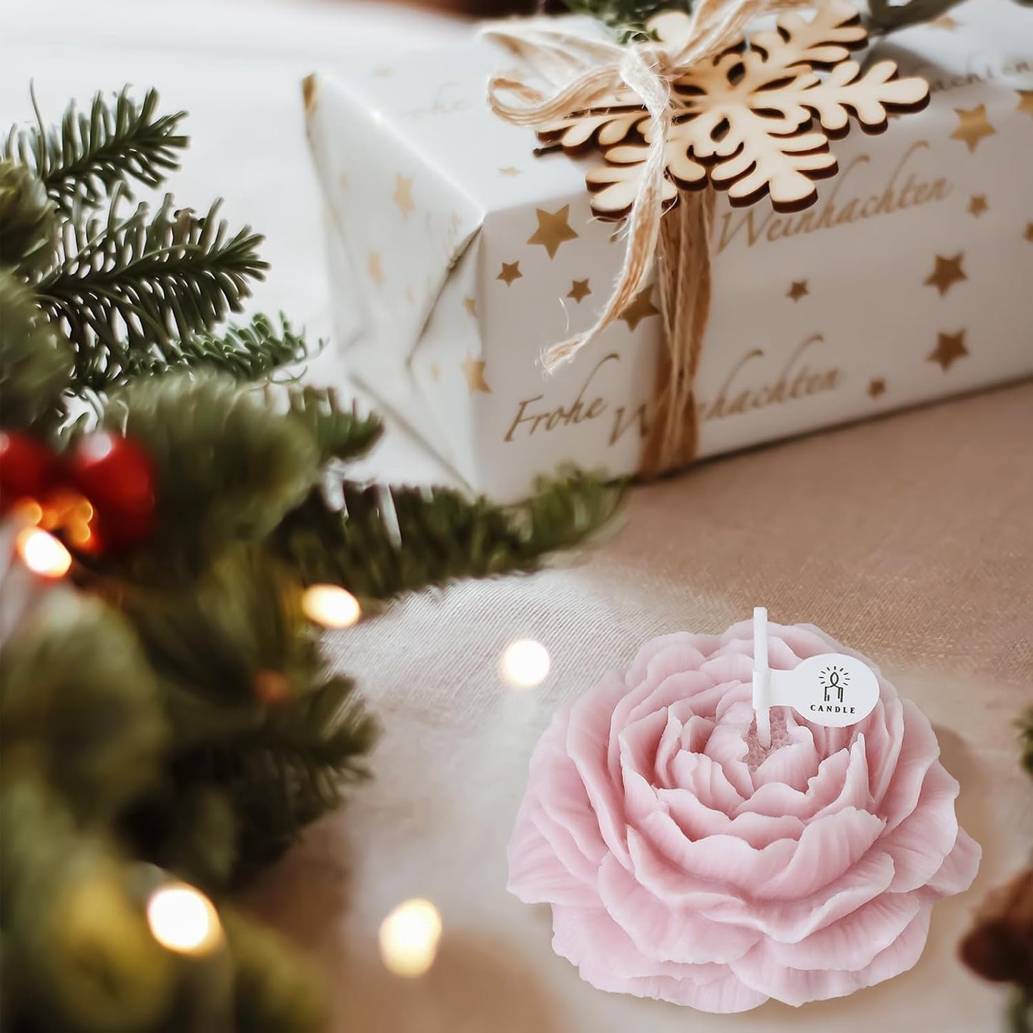 FLTON Pastel Candles Flower-Shaped Aromatic Multicoloured Candle Set, 4 Pack NEW