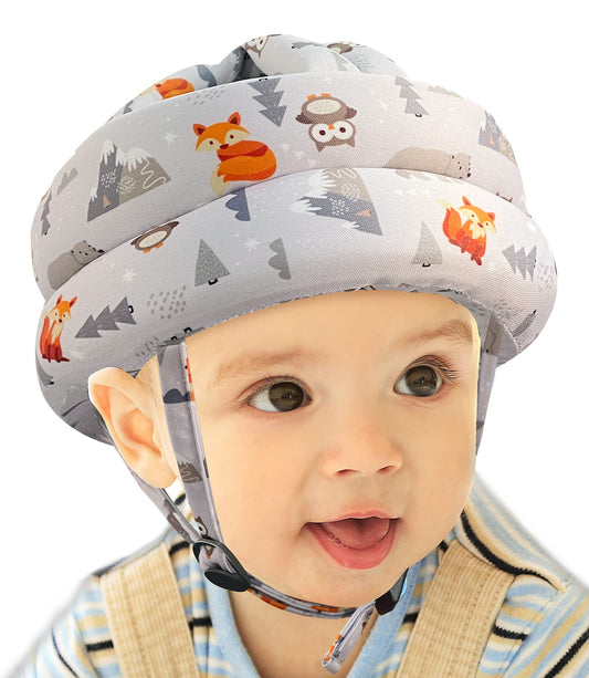 Simply Kids Safety Harnesses Baby Grey Fox & Owl Head Protector Soft 6-24m NEW