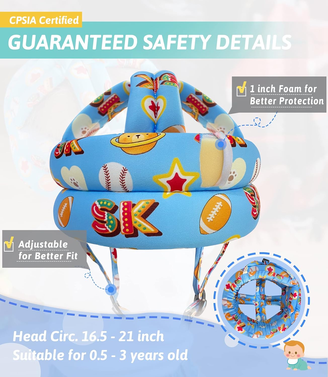 Simply Kids Safety Harnesses Baby Grey Fox & Owl Head Protector Soft 6-24m NEW