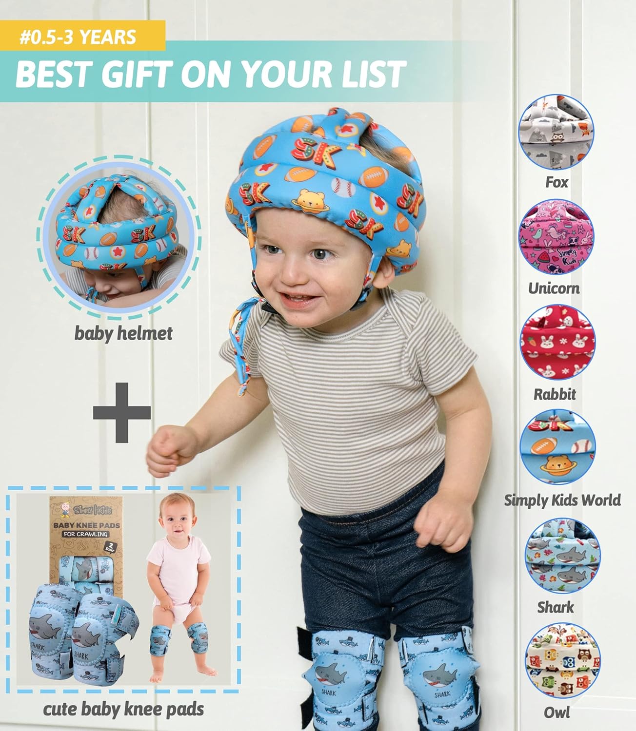 Simply Kids Safety Harnesses Baby Grey Fox & Owl Head Protector Soft 6-24m NEW