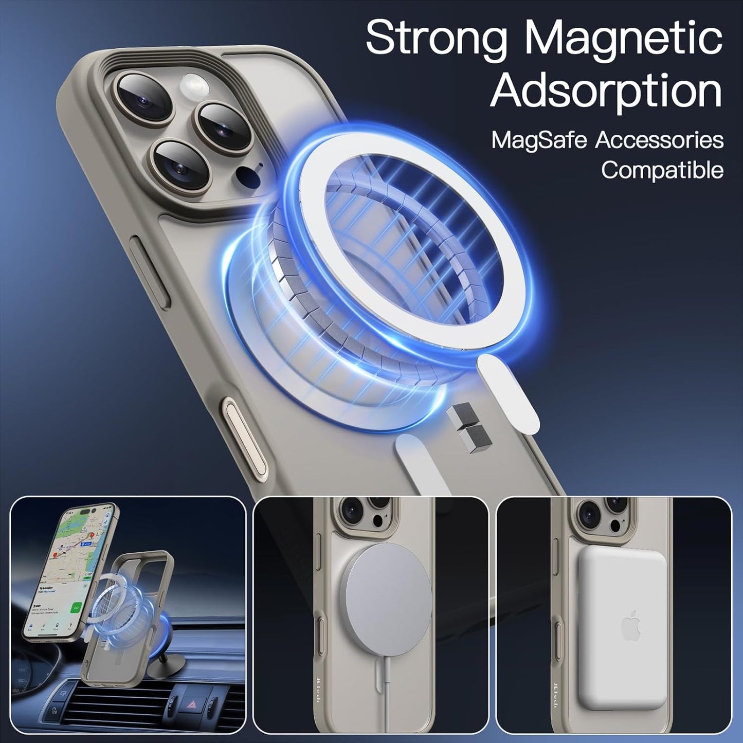 JETech Magnetic Basic Cases Case for iPhone 16 Pro Max 6.9" Titanium Colour NEW