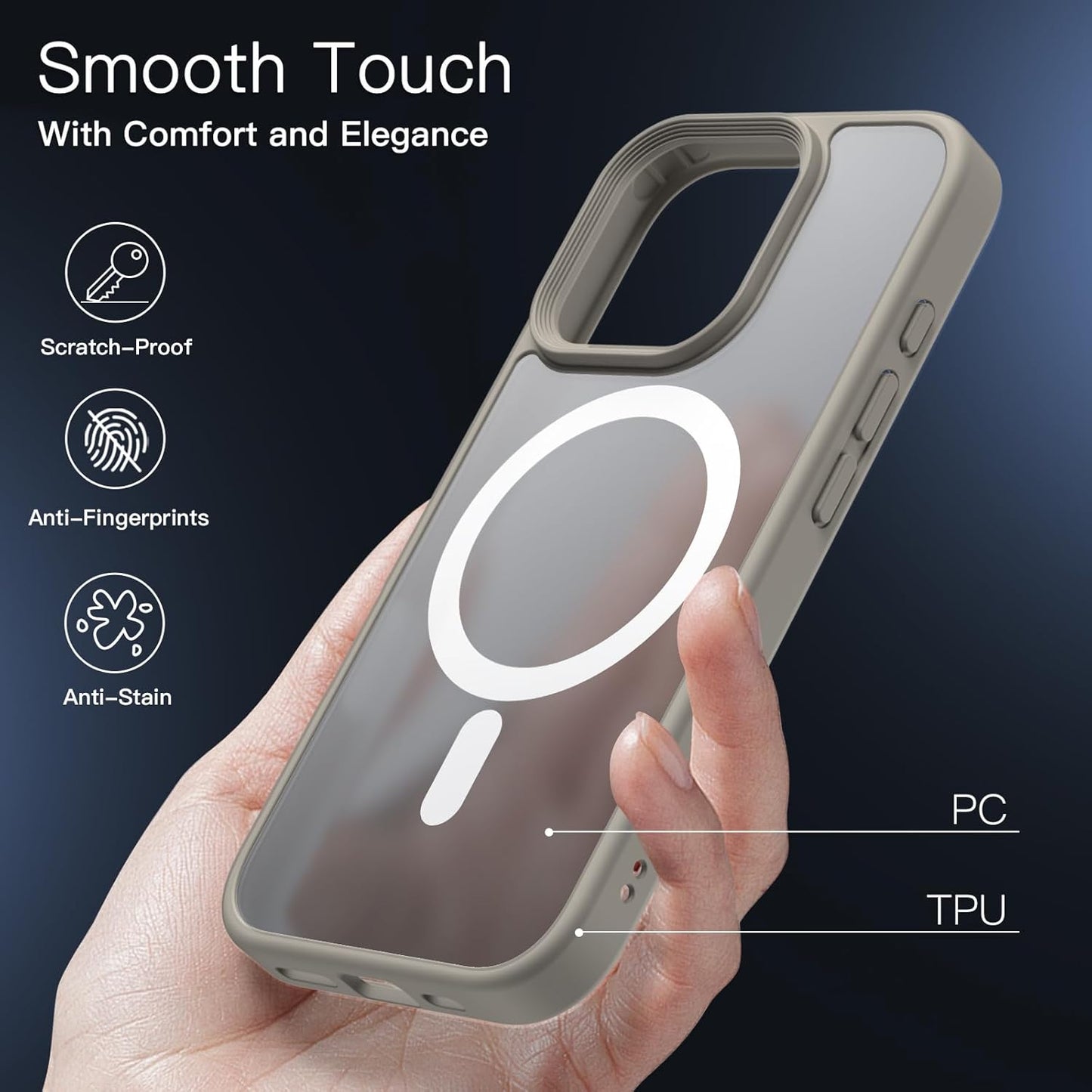 JETech Magnetic Basic Cases Case for iPhone 16 Pro Max 6.9" Titanium Colour NEW