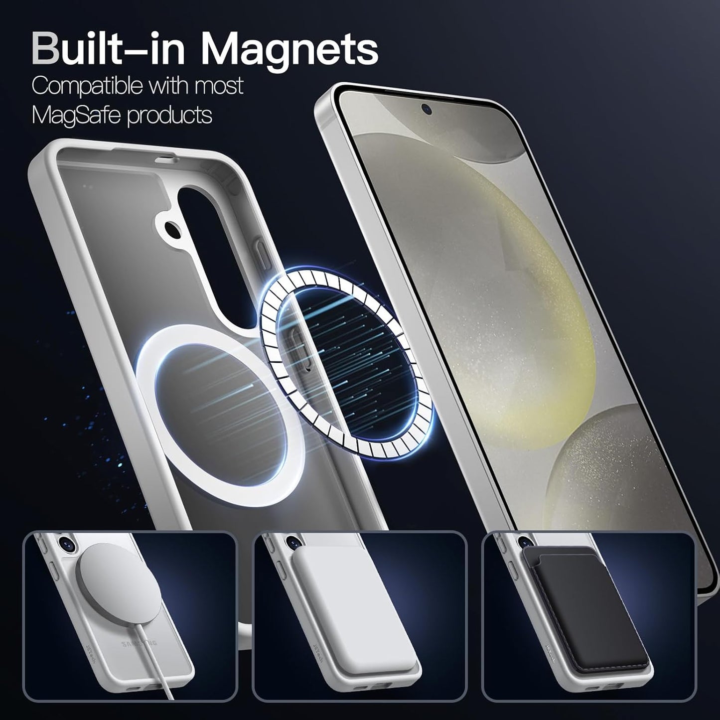 JETech Magnetic Case for Samsung Galaxy S24+ 5G Compatible Silver & Matte NEW