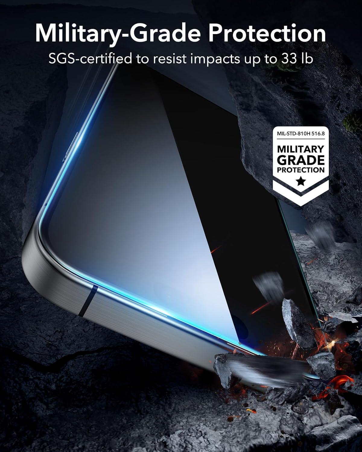 ESR Privacy Screen Protectors Anti-spy Tempered Glass for iPhone 16 Pro Max NEW