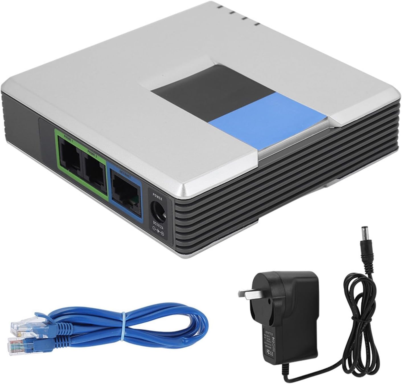 POENVFPO Unlocked Adapters VoIP Gateway Internet Phone Adapter with 2 Ports NEW