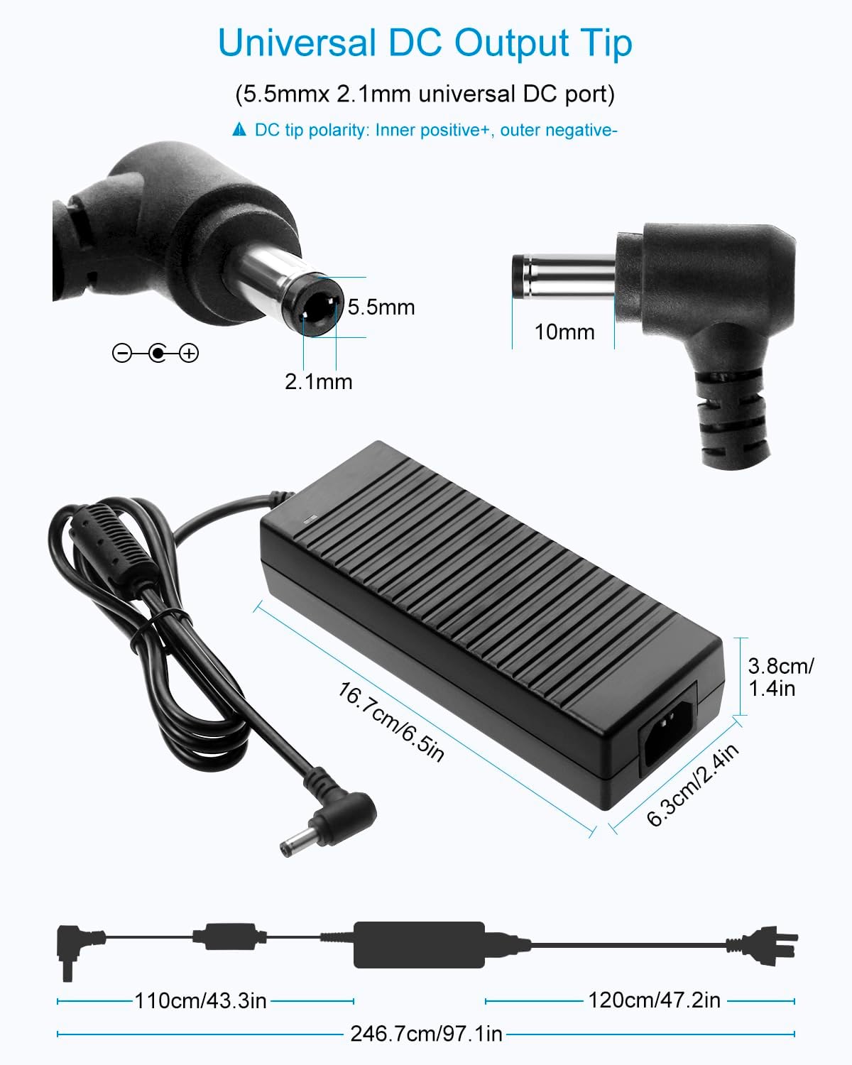 ALITOVE 24V AC Adapters 5A AC Adapter Power Supply for LED Strip Lights, NEW