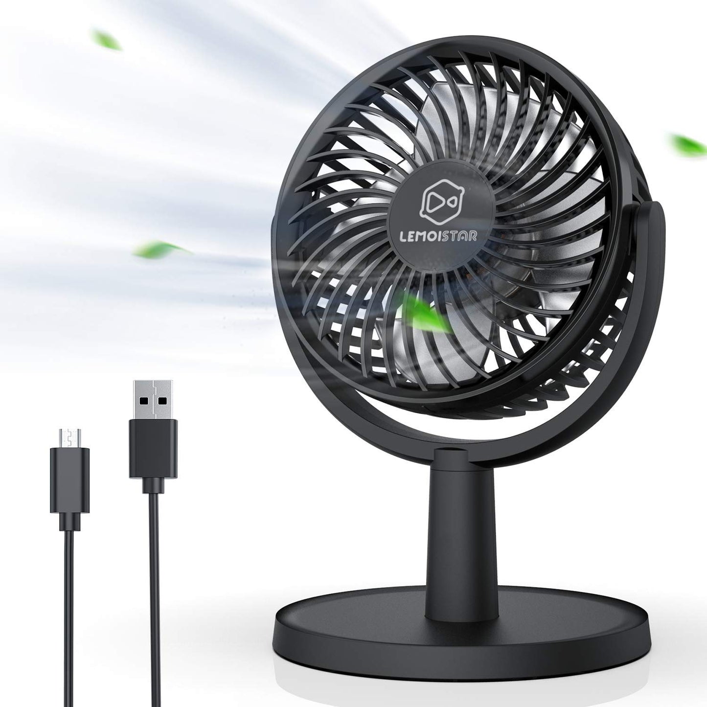 LEMOISTAR Mini USB Fans Desk USB Fan, 4 Speeds, Powerful Desktop Cooling, NEW