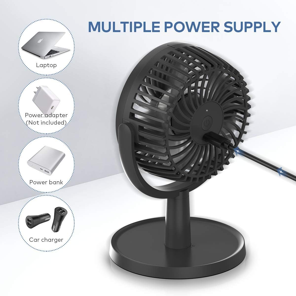 LEMOISTAR Mini USB Fans Desk USB Fan, 4 Speeds, Powerful Desktop Cooling, NEW
