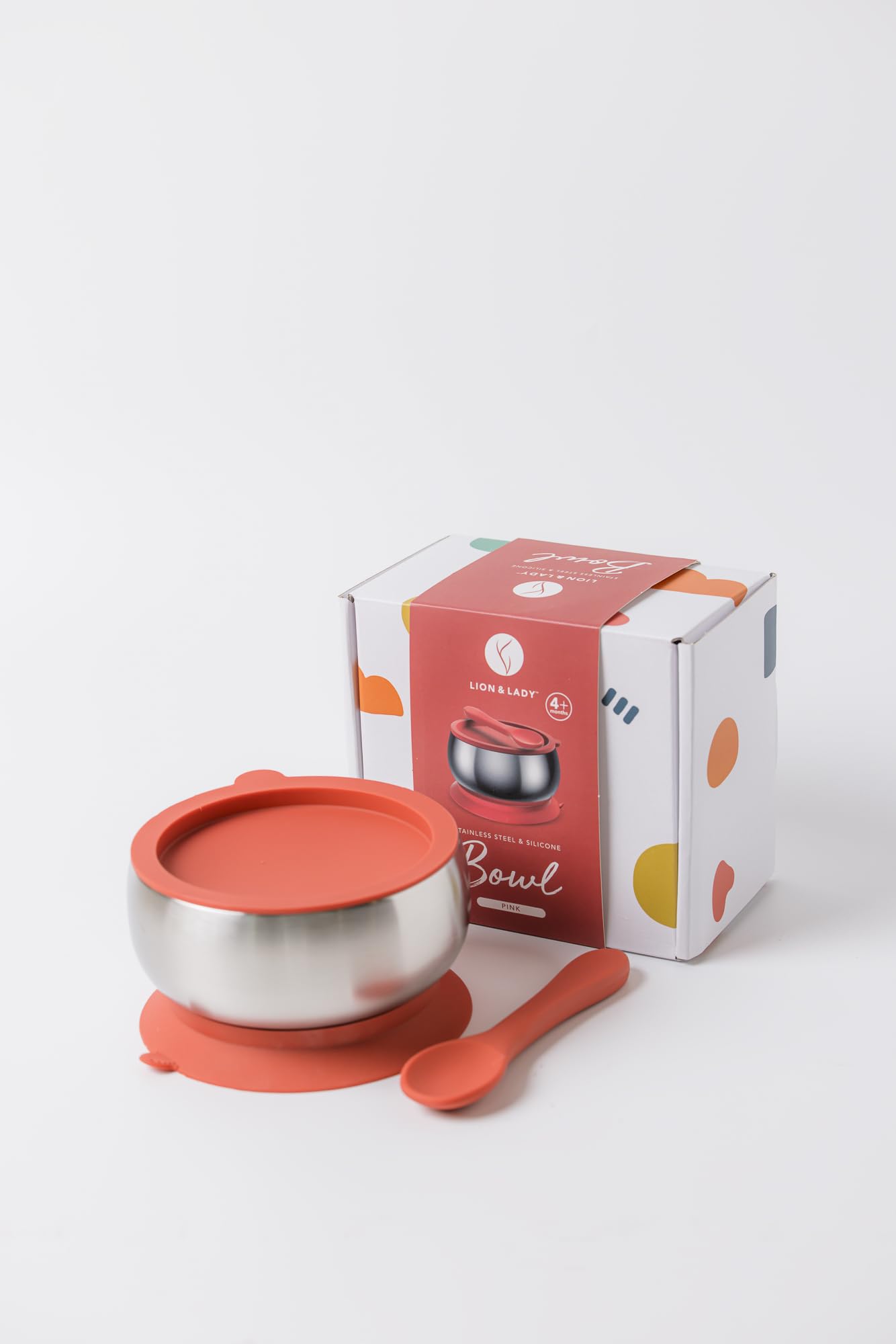 Lion & Bowls Lady Australia Pink Stainless Steel Baby Food Bowl with DEMO