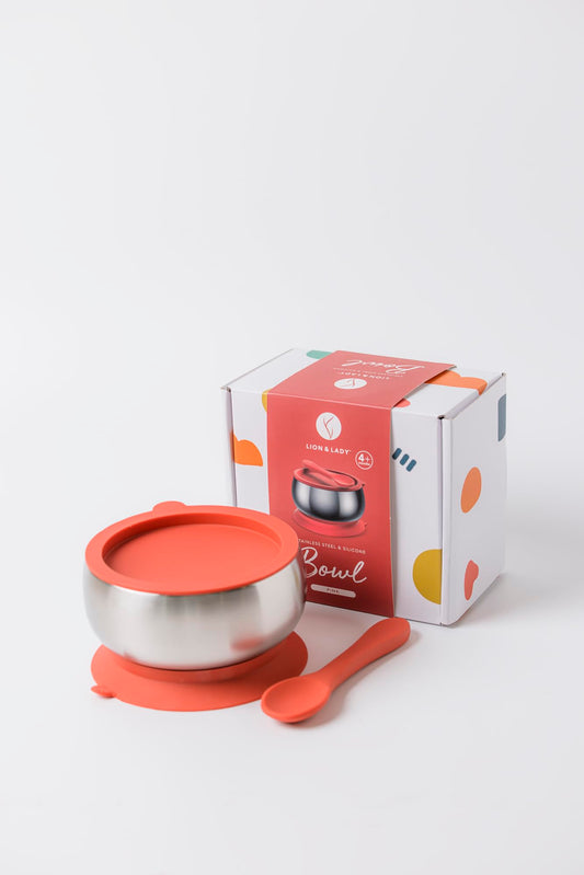 Lion & Bowls Lady Australia Pink Stainless Steel Baby Food Bowl with DEMO