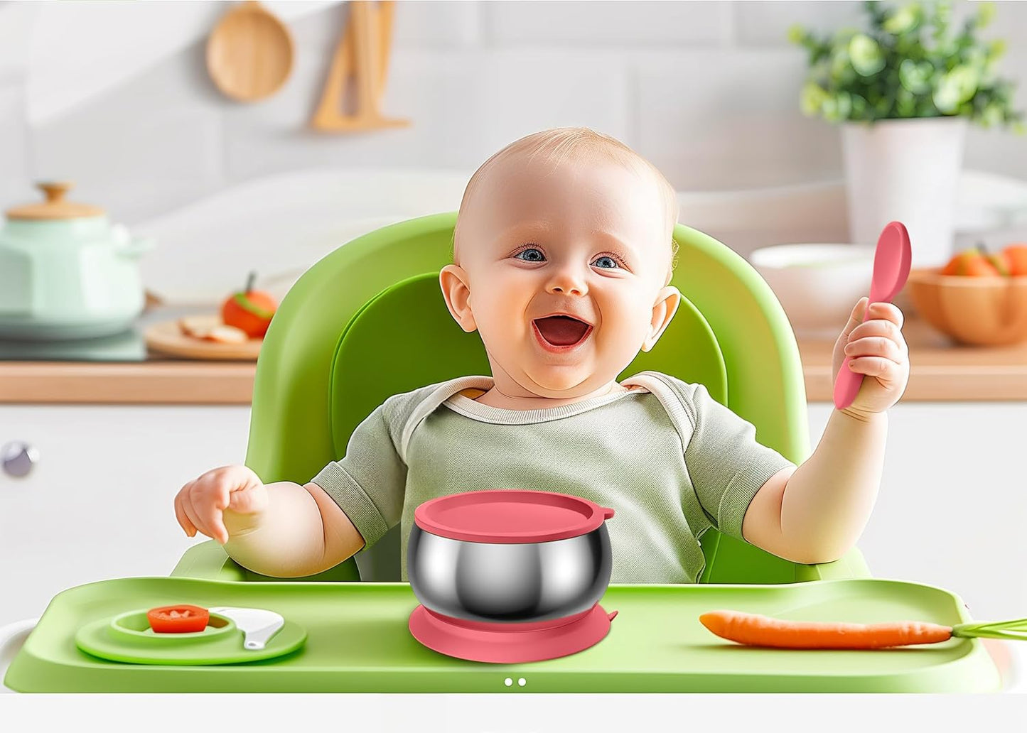 Lion & Bowls Lady Australia Pink Stainless Steel Baby Food Bowl with DEMO