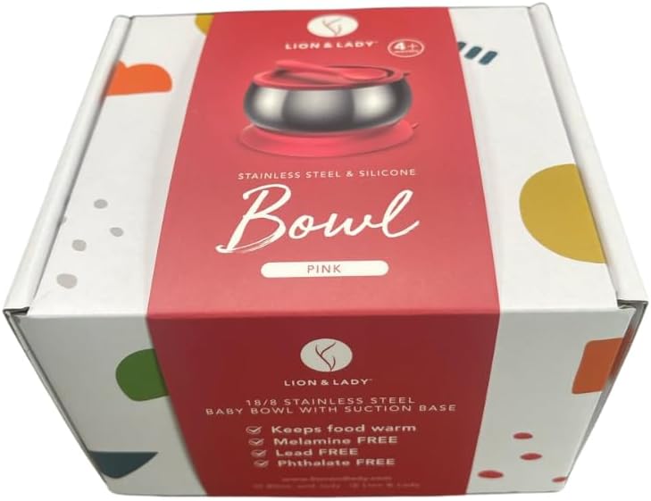 Lion & Bowls Lady Australia Pink Stainless Steel Baby Food Bowl with DEMO