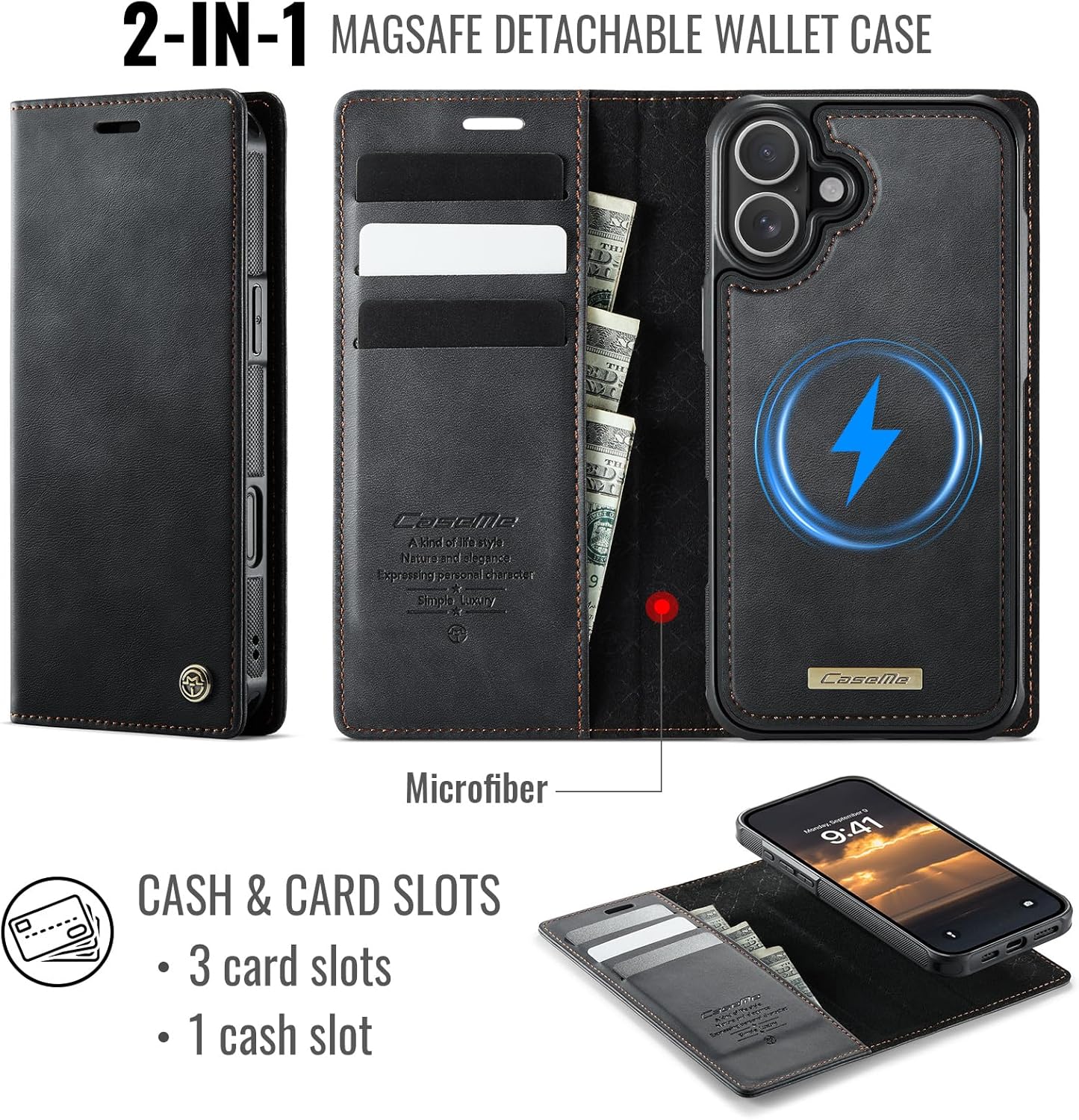 ELEPIK Removable Flip & Wallet Cases Magnetic Wallet Flip & Cases with Card NEW