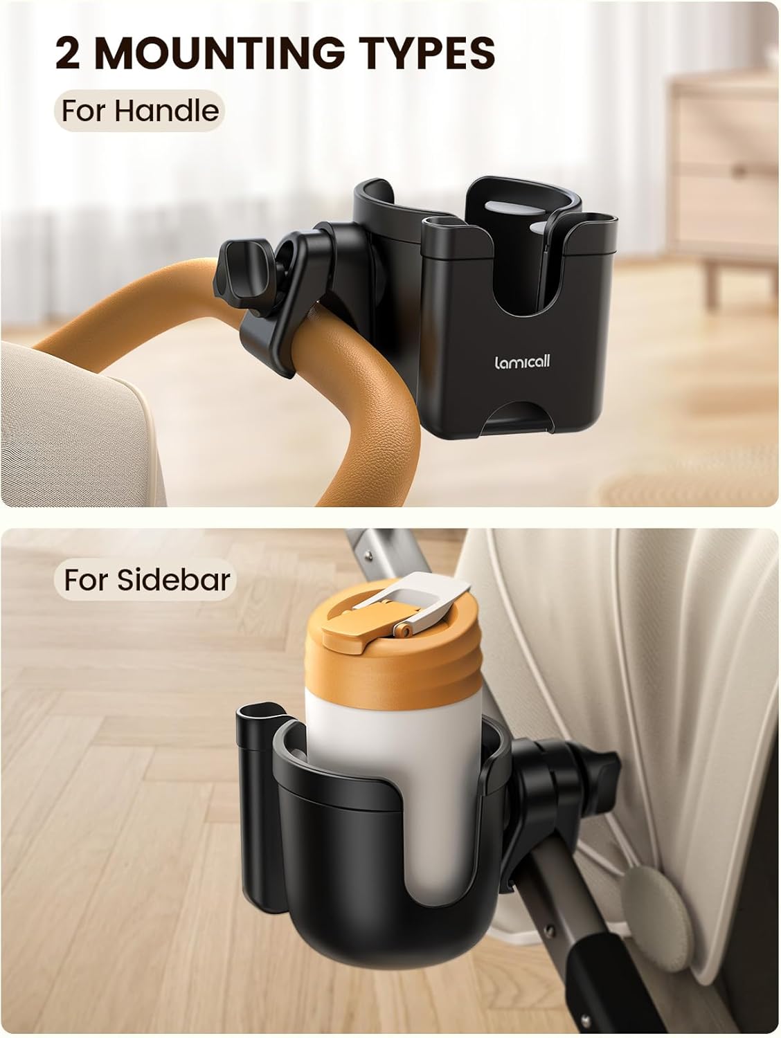 Lamicall Parent Cup Holders with Phone Holder Stable Anti-Slip Baby Mount NEW