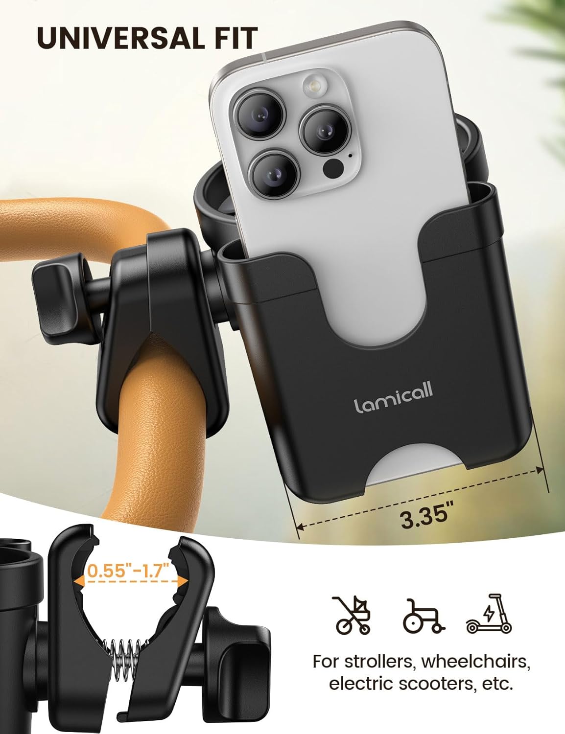 Lamicall Parent Cup Holders with Phone Holder Stable Anti-Slip Baby Mount NEW