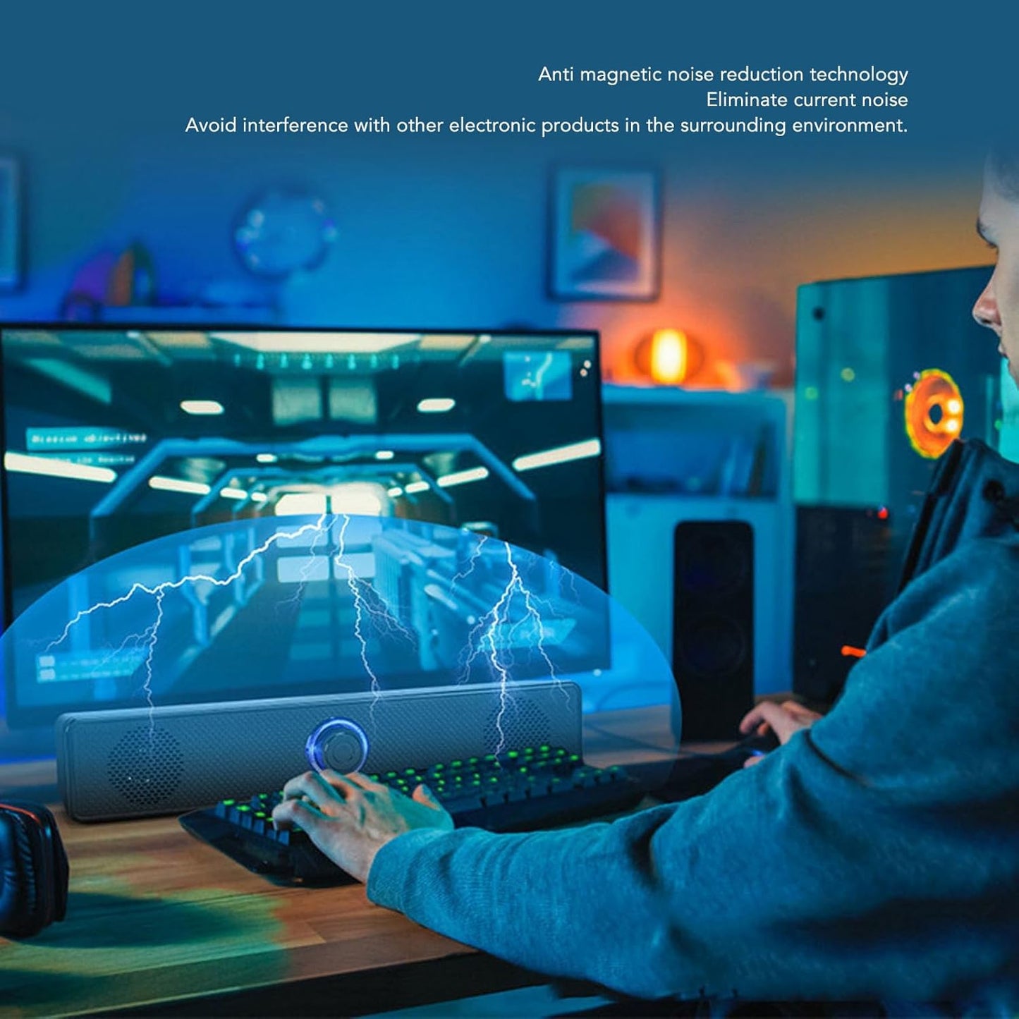 GOWENIC USB Wired Stereo PC Speakers with Volume Control Knob for Desktop NEW