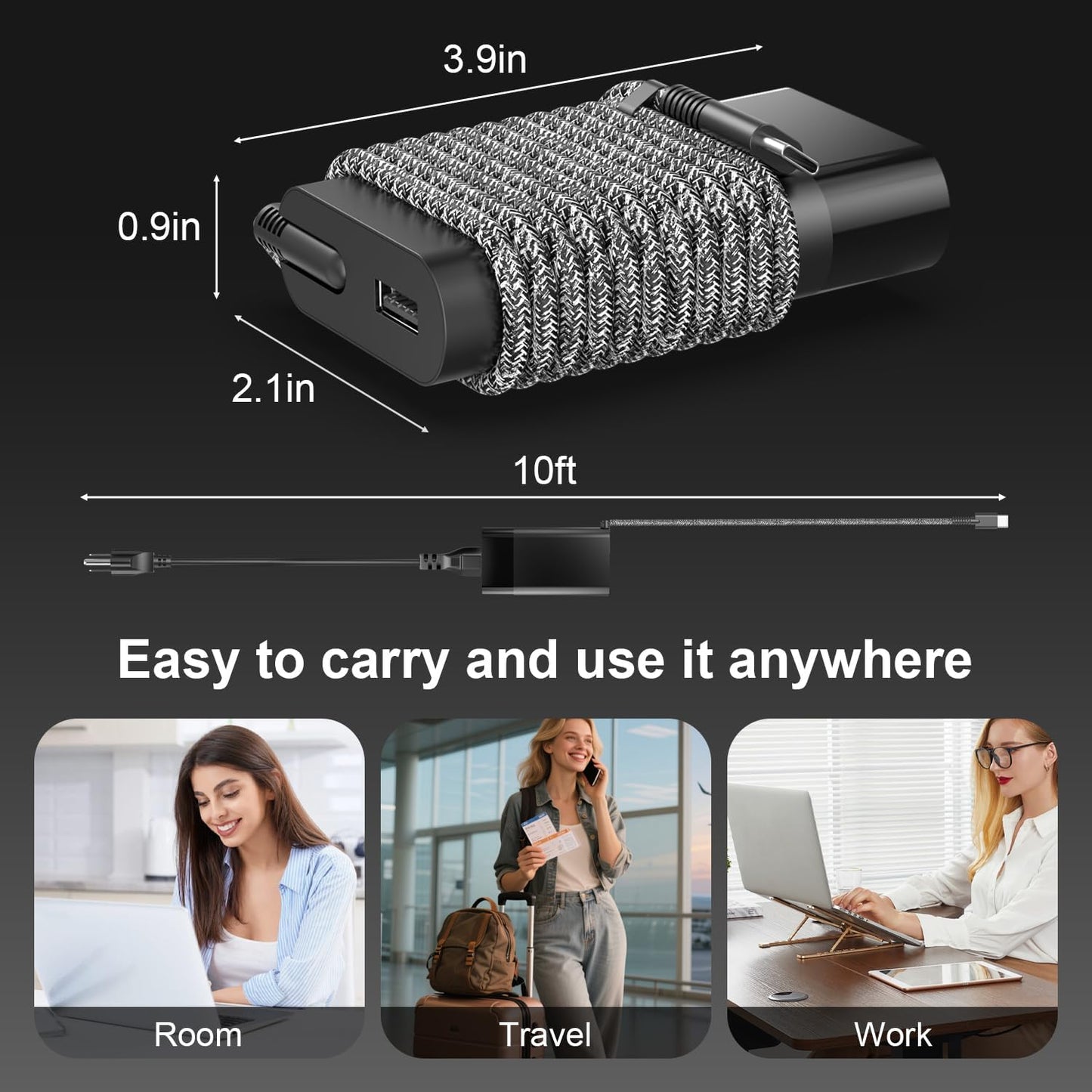 YKEJCLD 65W Chargers & Power Supplies Slim USB C Laptop Charger for HP NEW