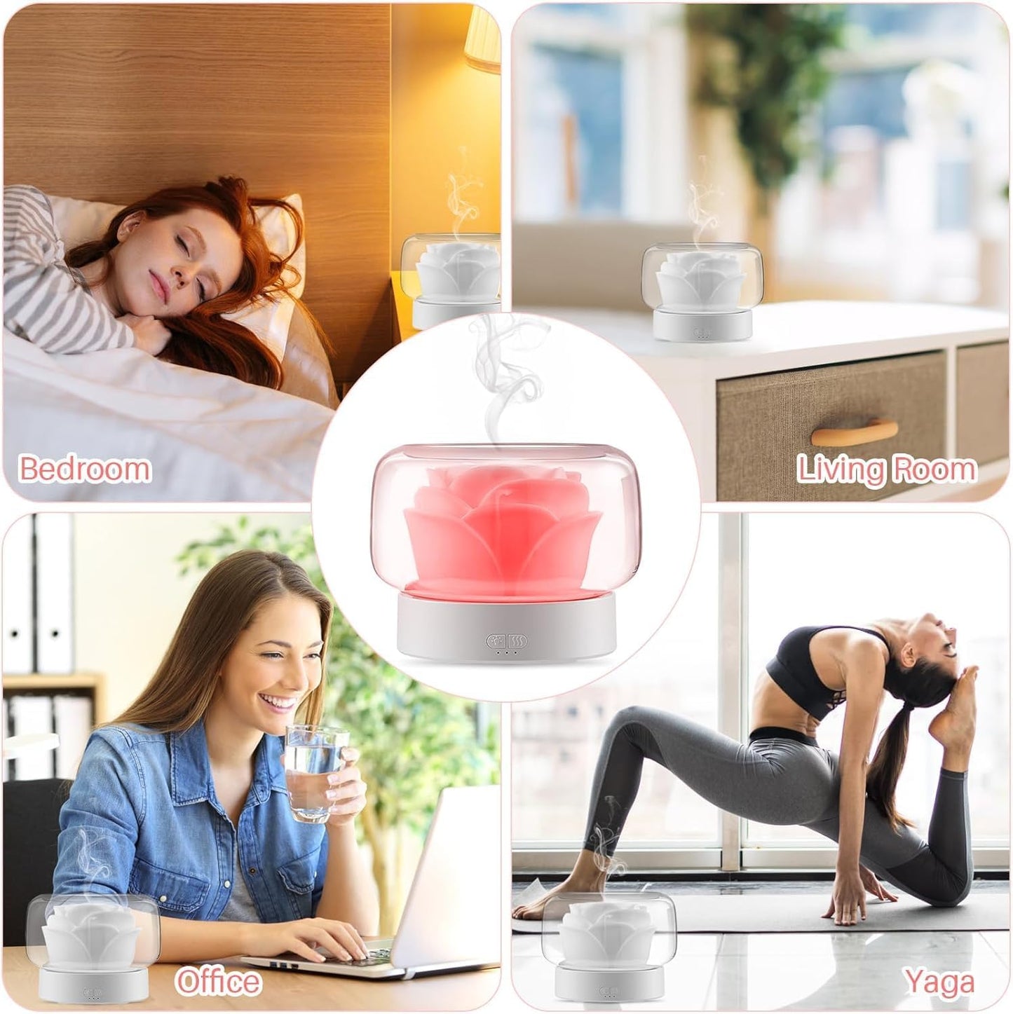 Liuruiyu Petal-Shaped Scented Oil Diffusers Light Up for Home Decor NEW