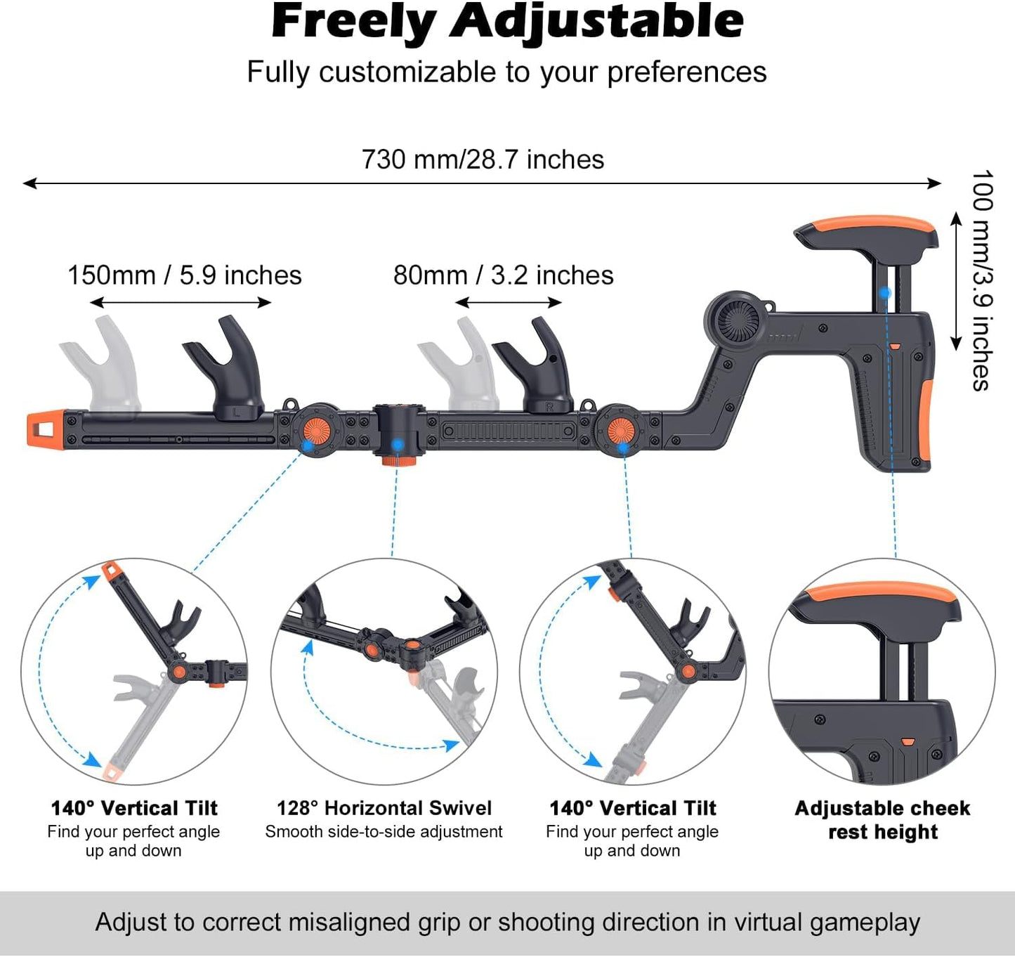 Merhamery Virtual Reality Gunstock Adjustable Shoulder Strap Meta Quest 3/3S NEW