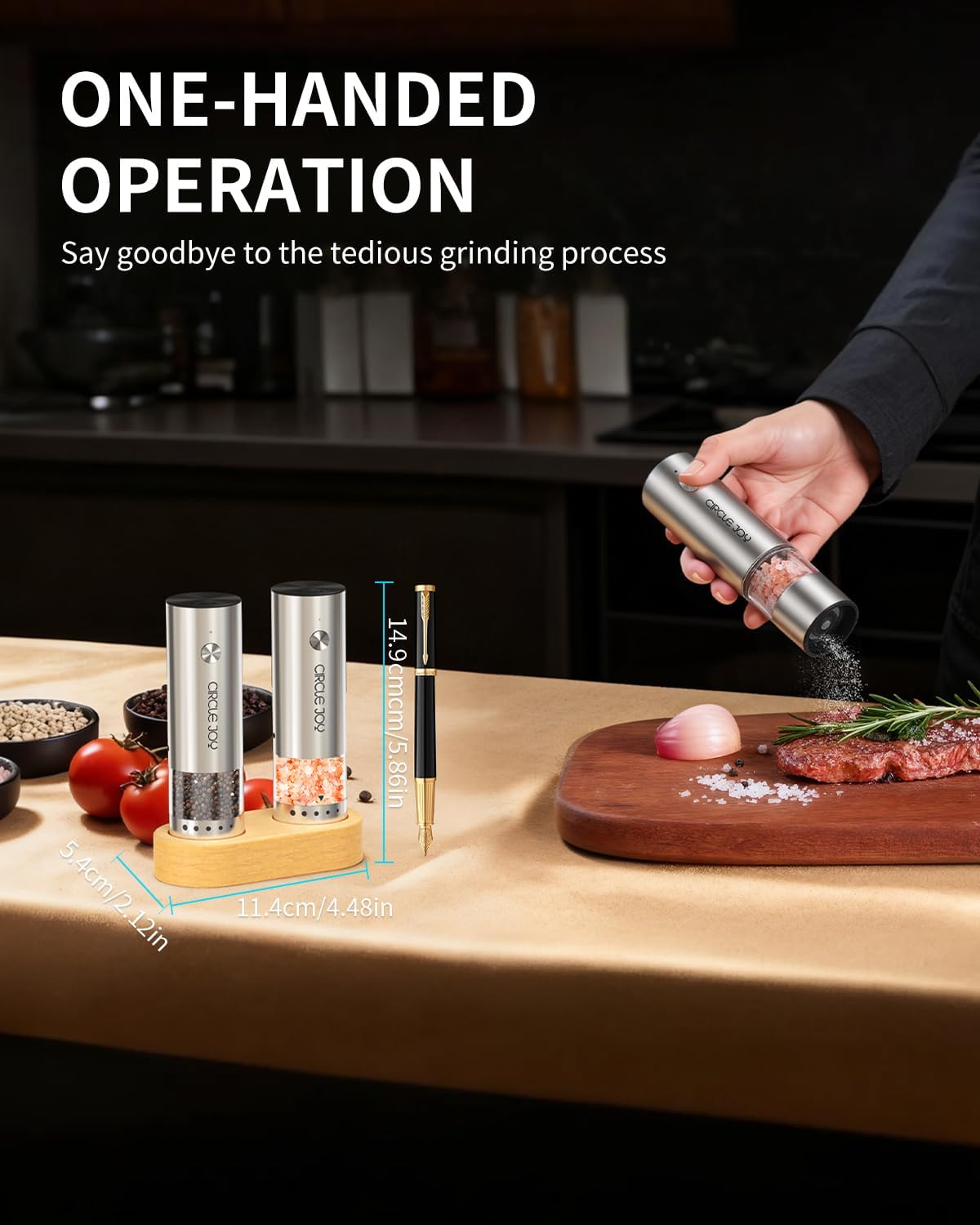 CIRCLE JOY Salt & Pepper Mill Sets Electric Salt and Pepper Grinder Set USB NEW