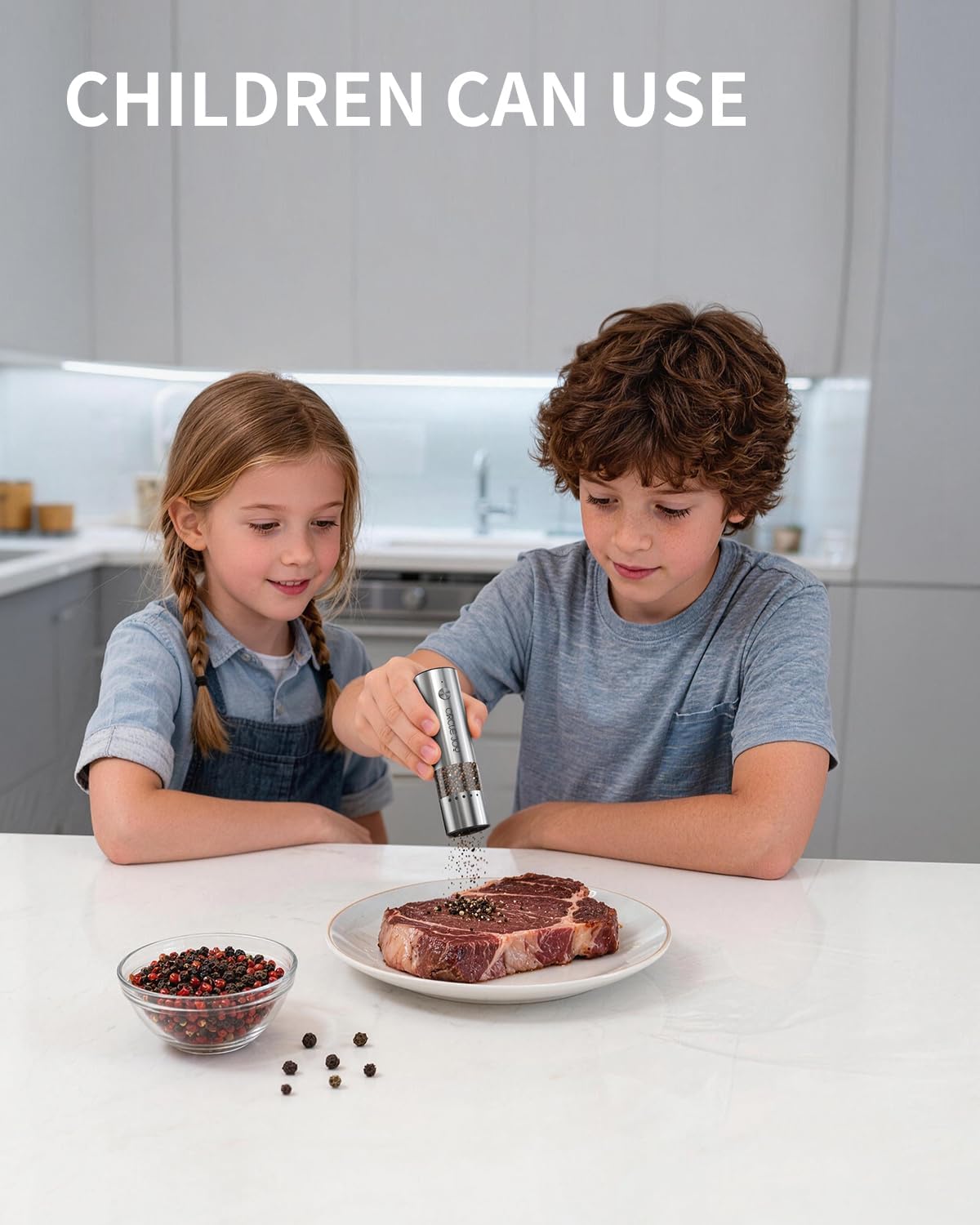 CIRCLE JOY Salt & Pepper Mill Sets Electric Salt and Pepper Grinder Set USB NEW