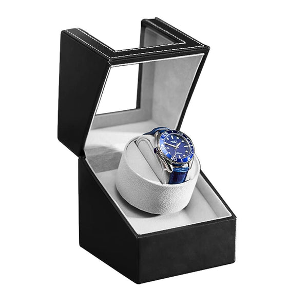 Anyasun Automatic Single Watch Winder with Quiet Motor Black Faux Leather NEW