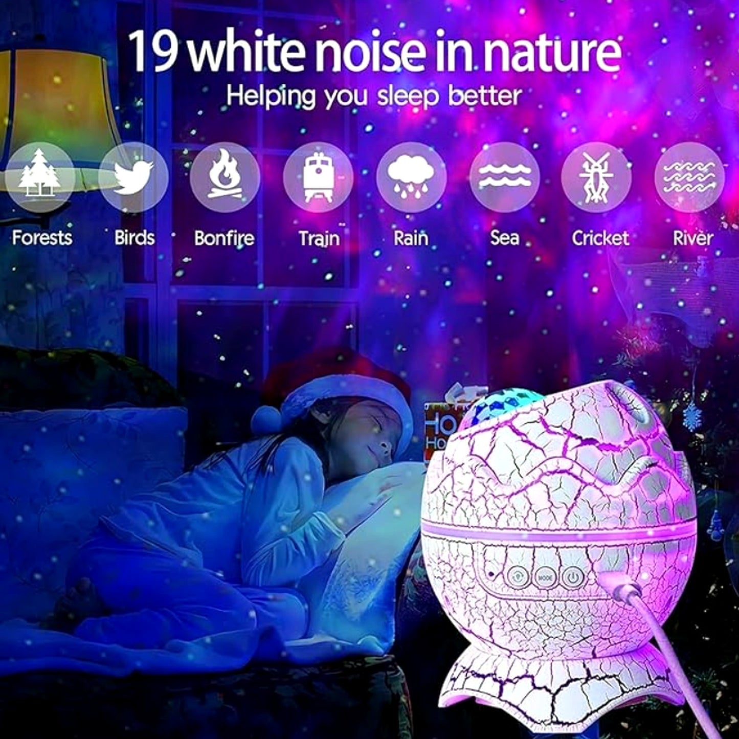 QingHong Dinosaur Night Lights Egg Galaxy Projector Starry Night Light with NEW
