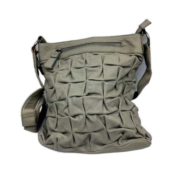 Poppy Green Womens Grey Leather Crossbody Bag Purse Handbag NEW