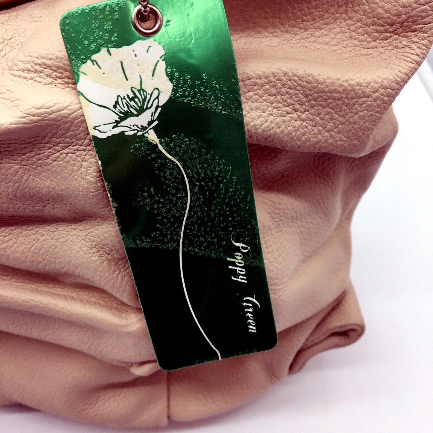 Poppy Green Womens Leather Hobo Handbag Large Cream Everyday Stylish NEW