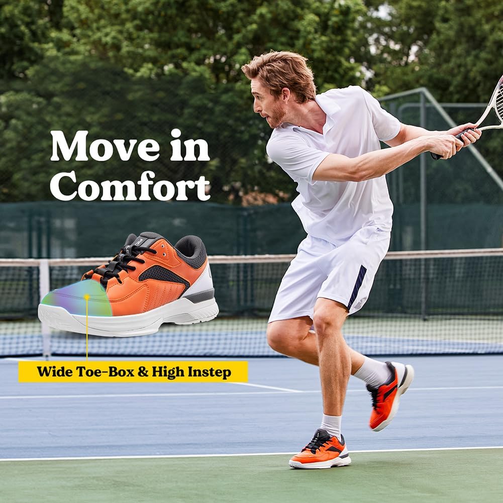 FitVille Comfortable Orange Tennis Shoes with Arch Support Mens WIDE US 13 NEW