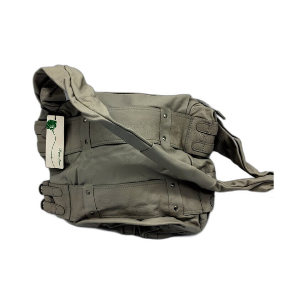 Poppy Green Womens Stylish Buckle Feature Leather Messenger Bag Grey NEW