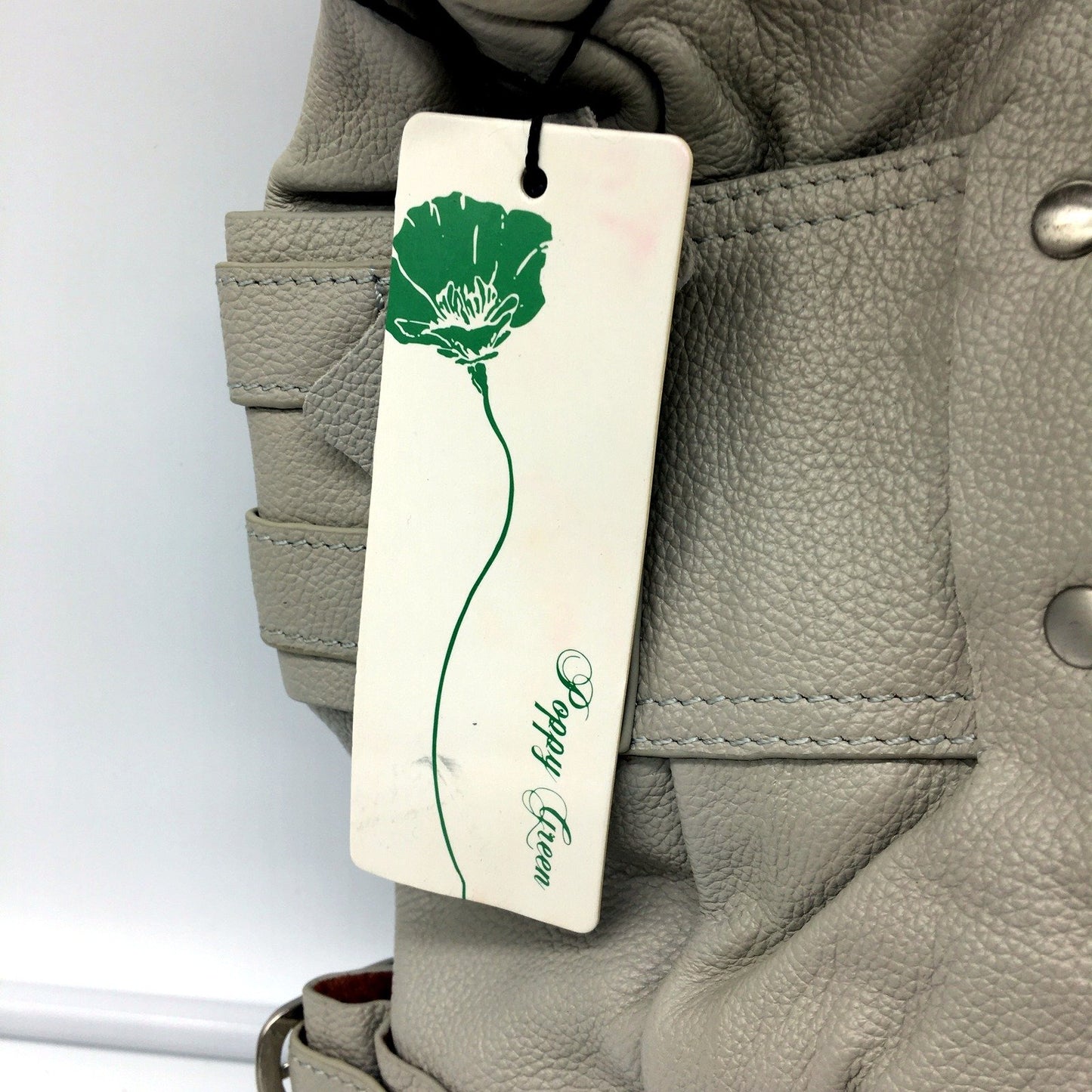 Poppy Green Womens Stylish Buckle Feature Leather Messenger Bag Grey NEW