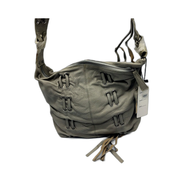 Poppy Green Womens Leather Hobo Handbag - Stylish Grey Versatile Chic NEW