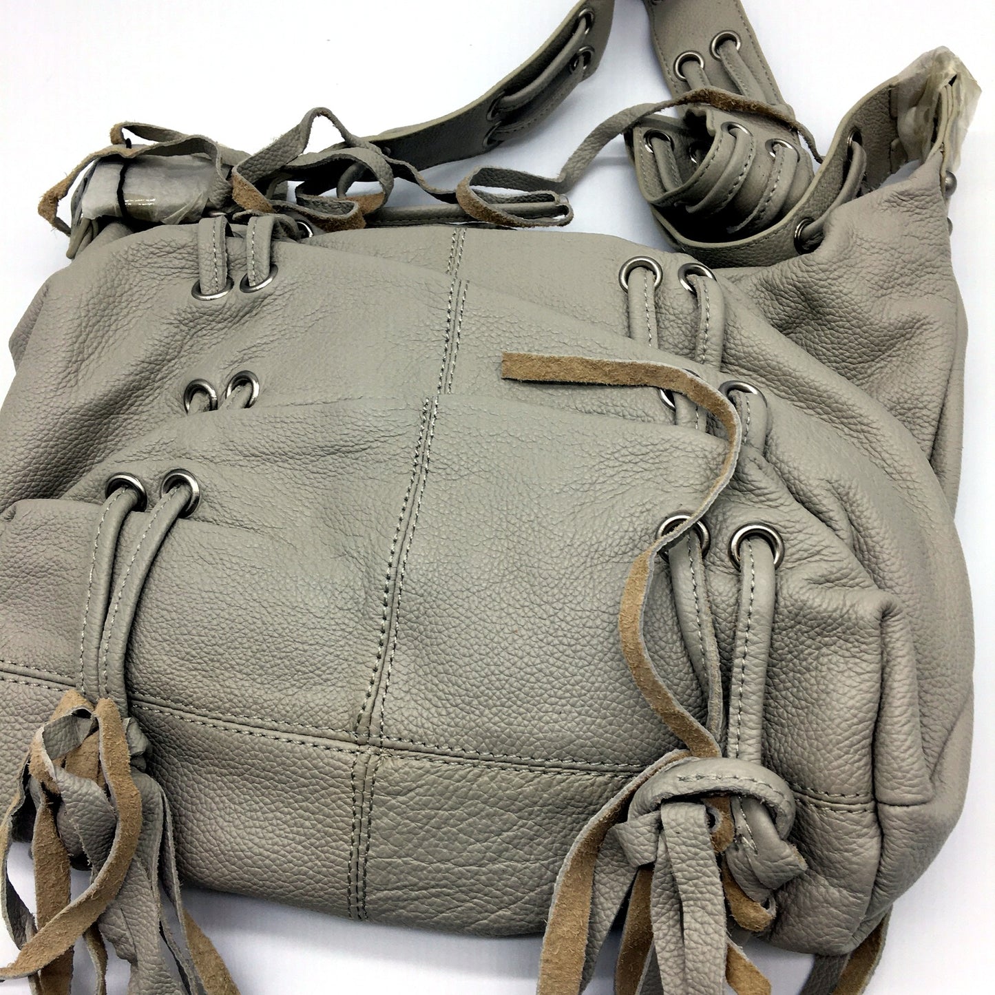 Poppy Green Womens Leather Hobo Handbag - Stylish Grey Versatile Chic NEW