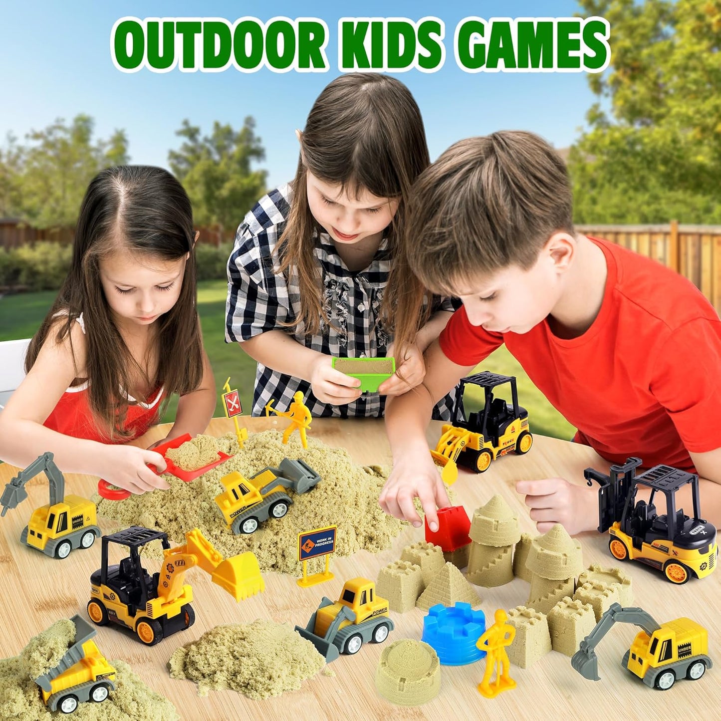 Billeeit Foldable Sandbox Beach Toys Construction Vehicles Playset Ages 3+ NEW