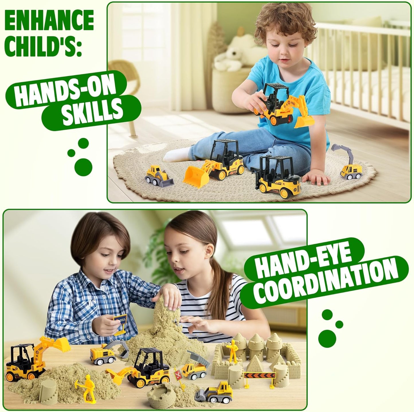Billeeit Foldable Sandbox Beach Toys Construction Vehicles Playset Ages 3+ NEW