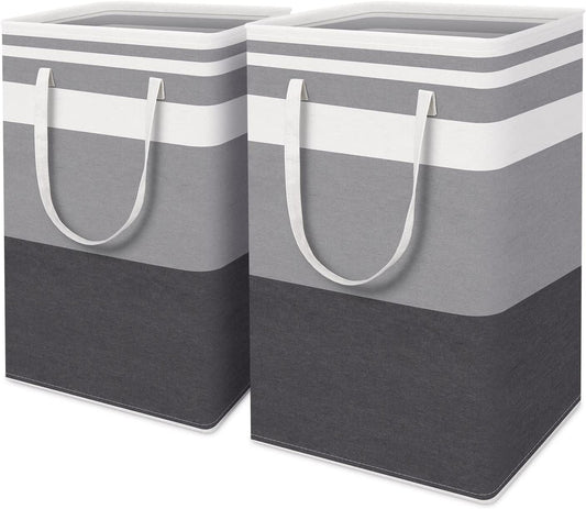 ALINK Large Laundry Bags 75L Collapsible 2Piece Grey Hamper Baskets NEW
