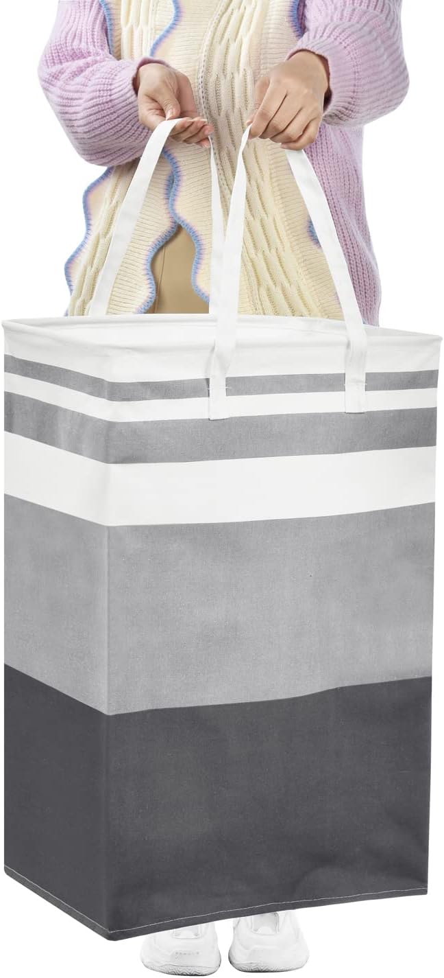 ALINK Large Laundry Bags 75L Collapsible 2Piece Grey Hamper Baskets NEW