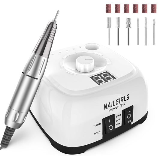NAILGIRLS T17 35000RPM Electric Nail Drill White & Drill & Bit Pack NEW