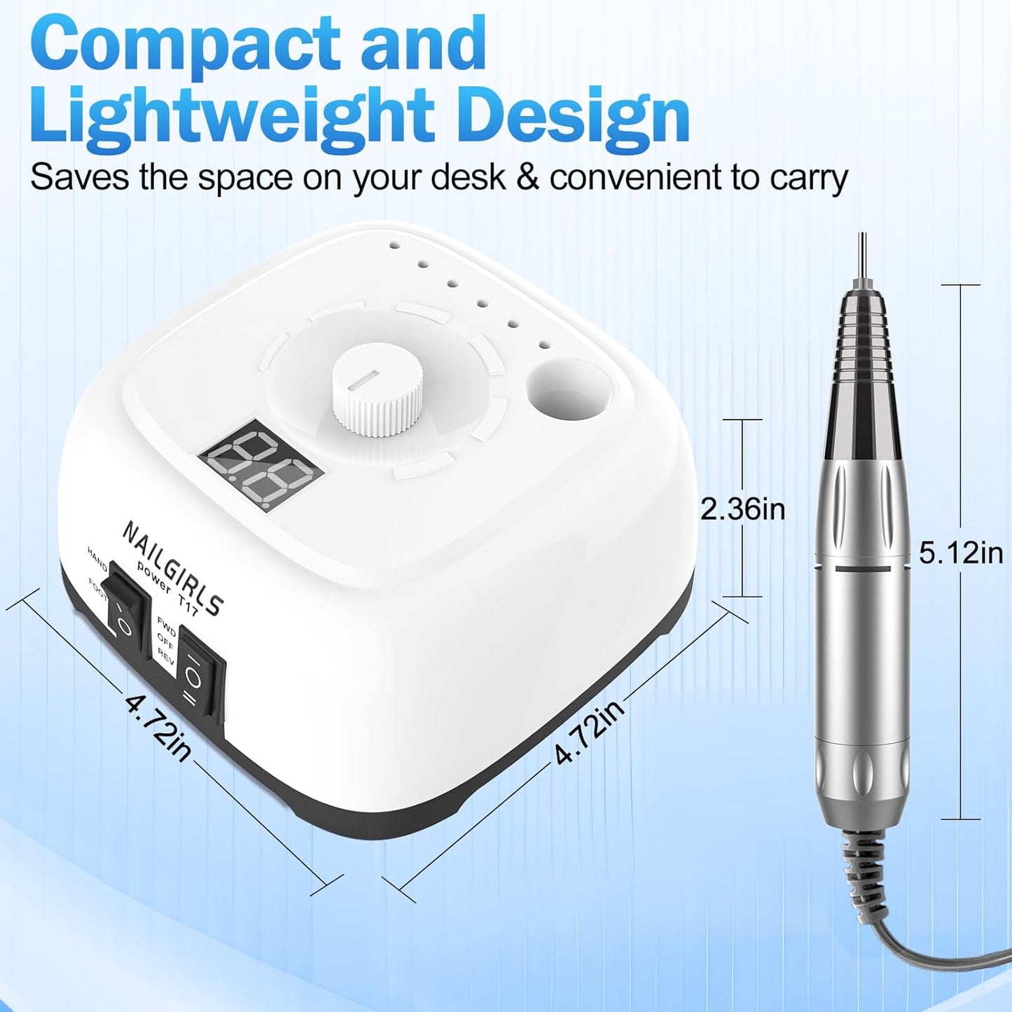 NAILGIRLS T17 35000RPM Electric Nail Drill White & Drill & Bit Pack NEW