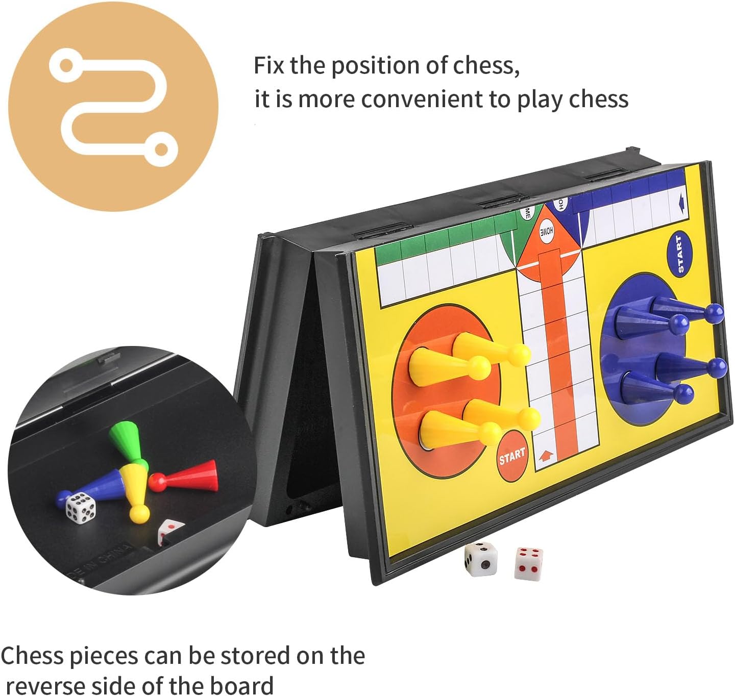 ZUNIPLEX Magnetic Board Games Foldable Flying Chess Dice Board Game for DEMO